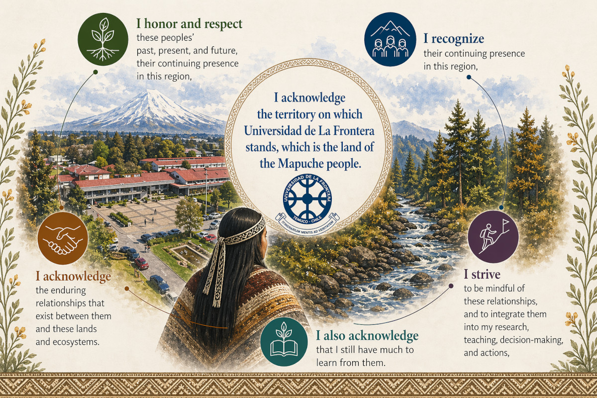 Graphic representation of Dr. Mauricio Zambrano-Bigiarini's recognition of the Mapuche people