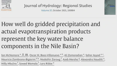 Article on Water Balancece in the Nile Basin using gridded P and ETa accepted for publication in JoH-RS featured image