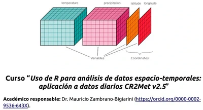 XXVII Congreso Chileno de Hidráulica: Course 'Using R for spatio-temporal data analysis: application to daily data CR2Met v2.5' featured image